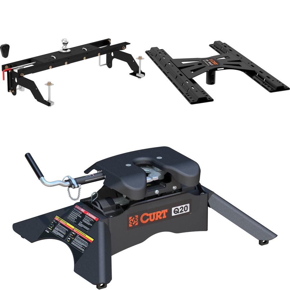 60733 - Double Lock Gooseneck Hitch Kit with Brackets, Select Dodge Ram 1500 Curt Q20 5th Wheel Hitch for 2002-2008 Dodge Ram 1500, 20K capacity