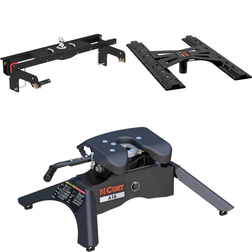 60681 - Double Lock EZr Gooseneck Hitch Kit with Brackets, Select Silverado, Sierra Curt A16 Dual Jaw 5th Wheel Hitch fits Chevy Silverado