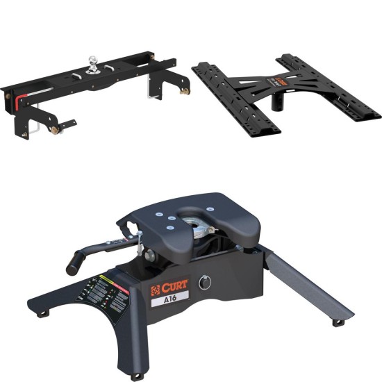 60681 - Double Lock EZr Gooseneck Hitch Kit with Brackets, Select Silverado, Sierra Curt A16 Dual Jaw 5th Wheel Hitch fits Chevy Silverado