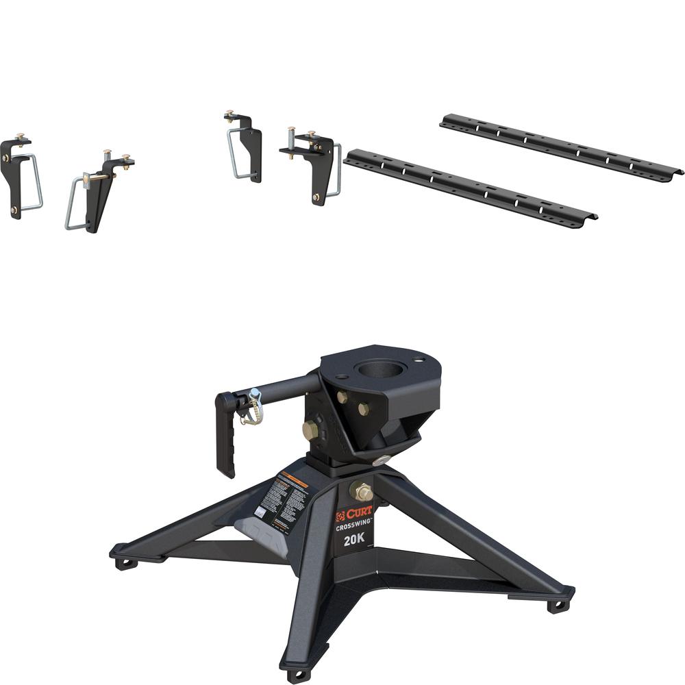 16430 - Custom 5th Wheel Brackets, Select Ram 2500, 3500 Curt CrossWing Lightweight 5th Wheel Hitch with 20K Capacity