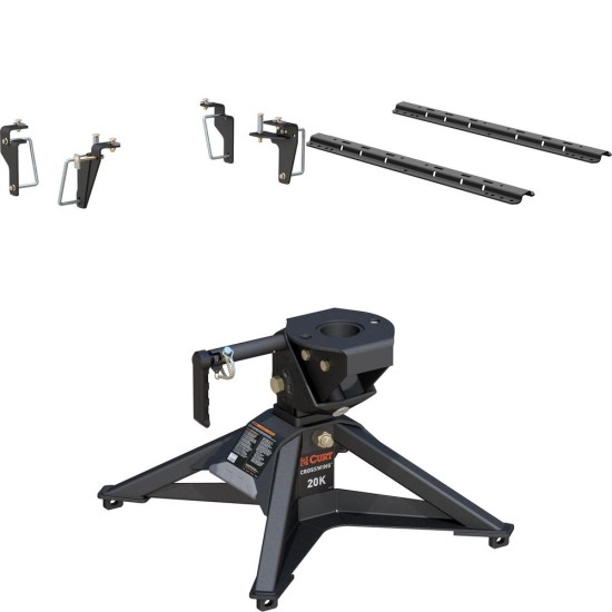 16430 - Custom 5th Wheel Brackets, Select Ram 2500, 3500 Curt CrossWing Lightweight 5th Wheel Hitch with 20K Capacity