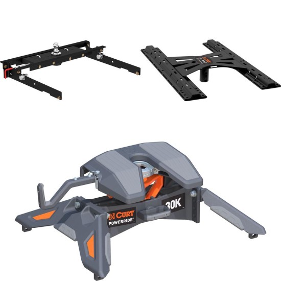 60723 - Double Lock Gooseneck Hitch Kit with Brackets, Select Ford F-150, F-250, F-350 Curt PowerRide 5th Wheel Hitch with 30,000 lbs capacity on Ford F-Series
