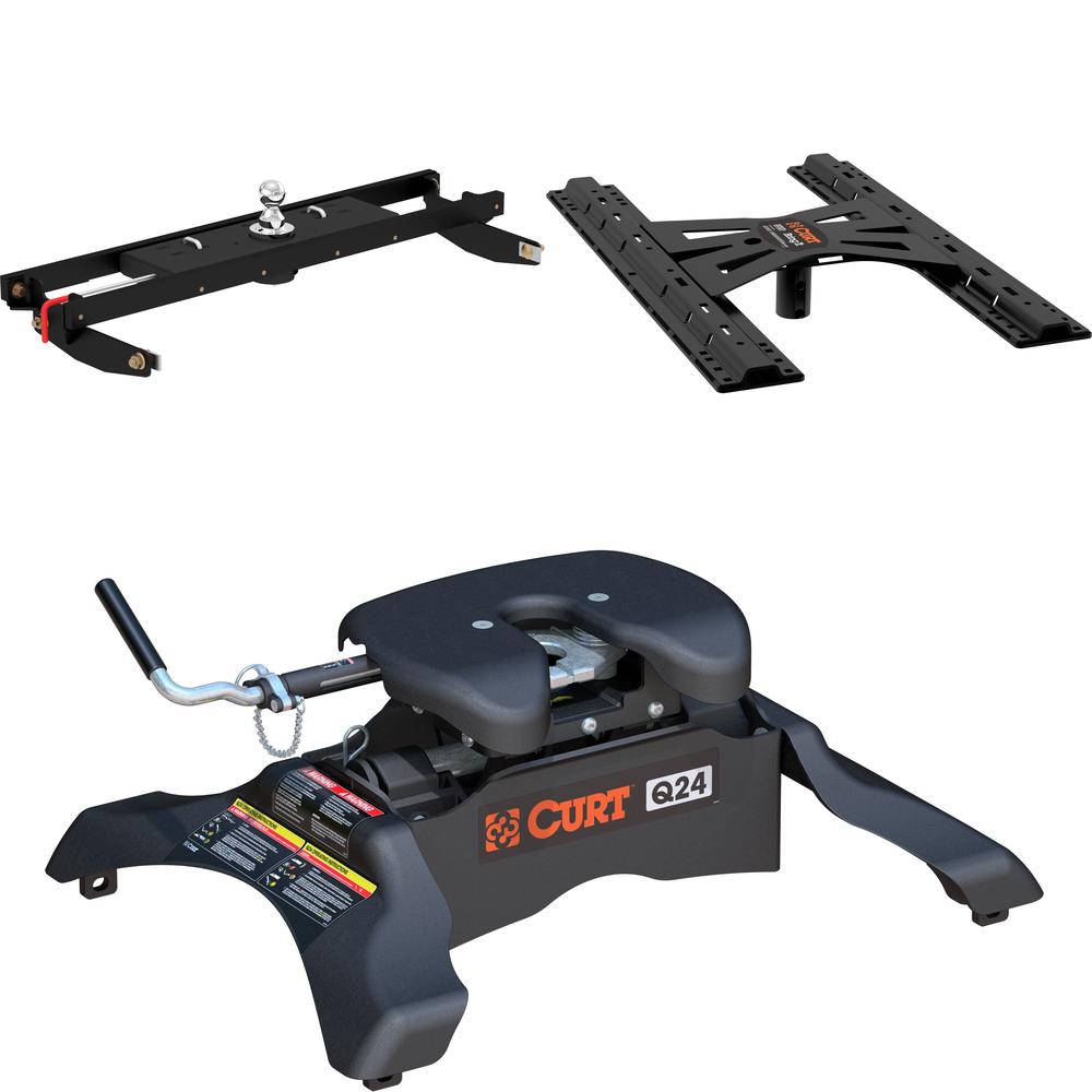 60710 - Double Lock Gooseneck Hitch Kit w/ Brackets, Select Silverado, Sierra 2500, 3500 Curt Q24 Dual Jaw 5th Wheel Hitch for Chevy/GMC 2011-2019