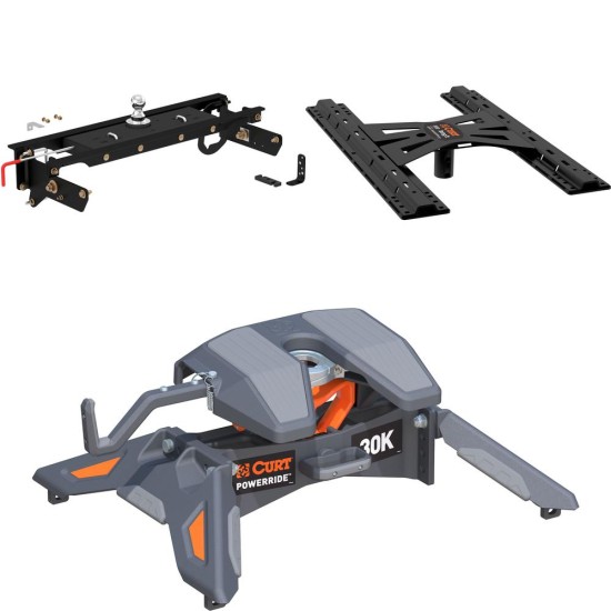 60720 - Double Lock Gooseneck Hitch Kit with Brackets, Select Ford F-250, F-350, F-450 Curt PowerRide 5th Wheel Hitch, 30K Capacity for Ford F250 F350 F450