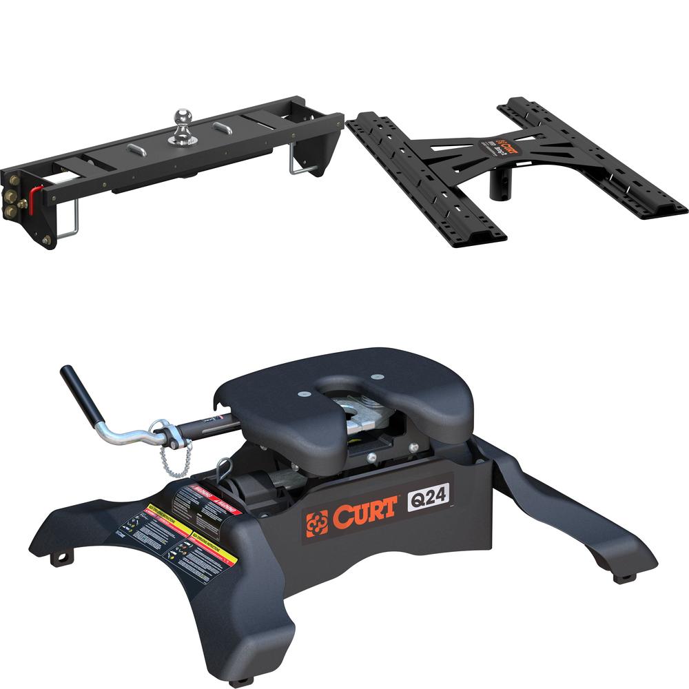 60690 - Double Lock EZr Gooseneck Hitch Kit with Brackets, Select Silverado, Sierra HD Curt Q24 5th Wheel Hitch for Chevy Silverado GMC Sierra