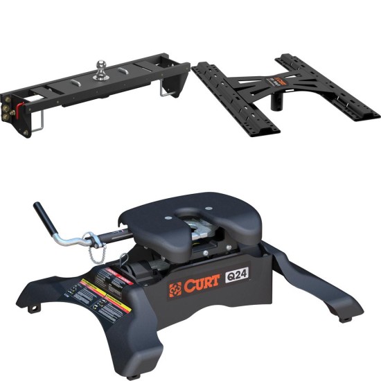 60690 - Double Lock EZr Gooseneck Hitch Kit with Brackets, Select Silverado, Sierra HD Curt Q24 5th Wheel Hitch for Chevy Silverado GMC Sierra