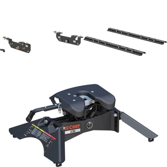 16424 - Custom 5th Wheel Brackets, Select Ford F-250, F-350, F-450 Super Duty Curt A30 Dual Jaw 5th Wheel Hitch, 30K Towing Capacity, Black