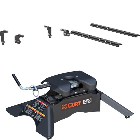 16470 - Custom 5th Wheel Brackets, Select Nissan Titan Curt Q20 5th Wheel Hitch with 20K Towing Capacity on Nissan Titan