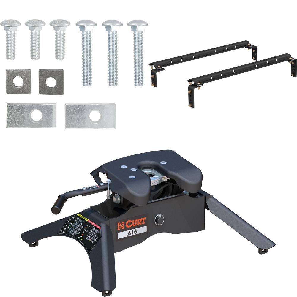 16304 - Semi-Custom 5th Wheel Hardware, Select Toyota Tundra (Except Extended Crew Cab) Curt A16 Dual Jaw 5th Wheel Hitch with 16,000 lbs towing capacity