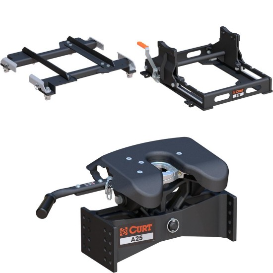 16023 - Puck System 5th Wheel Roller Adapter, 20K, Select Silverado, Sierra, 6.5' Bed Curt A25 Dual Jaw Sliding 5th Wheel Hitch for Chevy/GMC Trucks