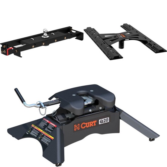 60721 - Double Lock Gooseneck Hitch Kit with Brackets, Select Ford F-150 Curt Q20 5th Wheel Trailer Hitch with 20K towing capacity