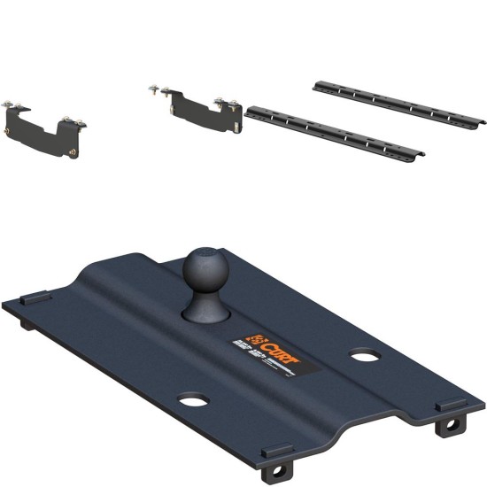 16441 - Custom 5th Wheel Brackets, Select Ford F-150 (Except 5.5' Bed) Curt Gooseneck Trailer Hitch on Ford F150 with Reese Rails