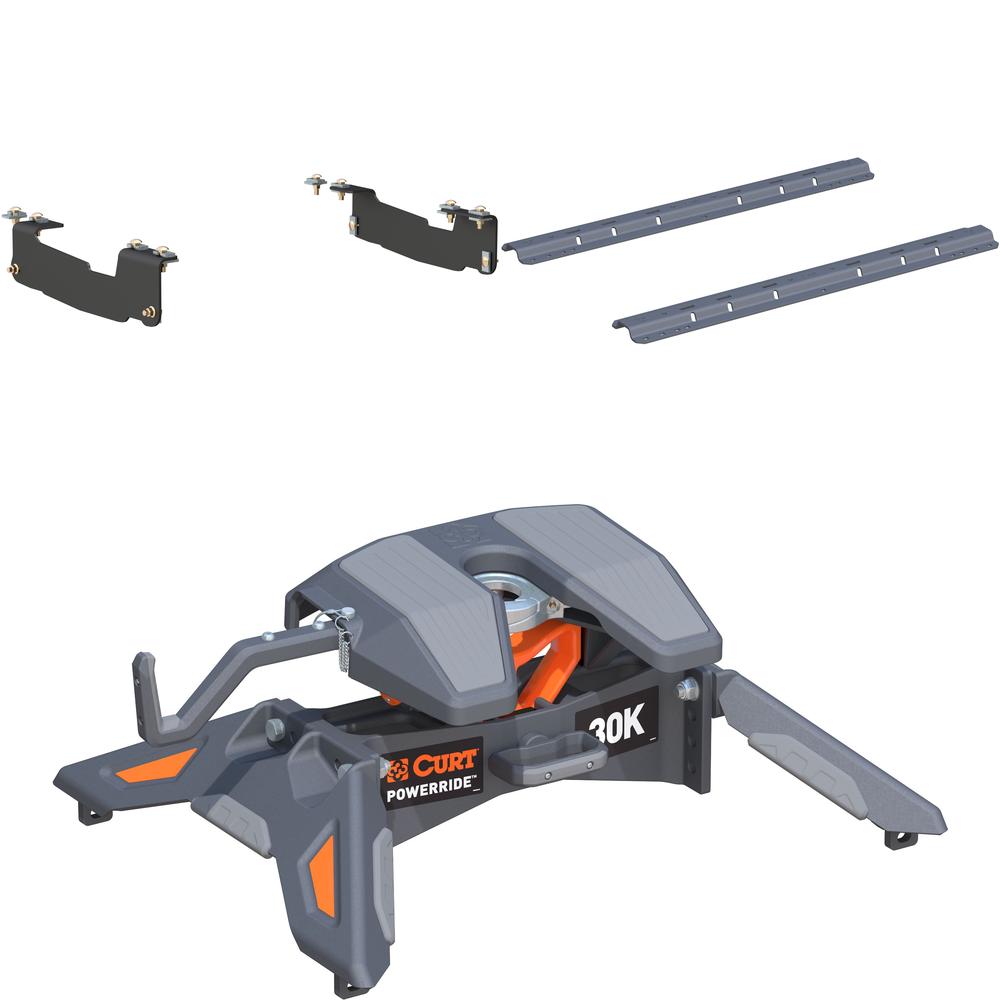 16441 - Custom 5th Wheel Brackets, Select Ford F-150 (Except 5.5' Bed) Curt PowerRide 5th Wheel Hitch for Ford F150 in Teridium finish with 30,000 lbs towing capacity.