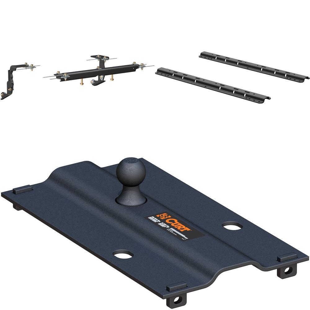 16444 - Custom 5th Wheel Brackets, Select Ram 1500 with Factory Air Suspension Curt 25K Gooseneck Trailer Hitch for 2013-2017 Ram 1500 installed