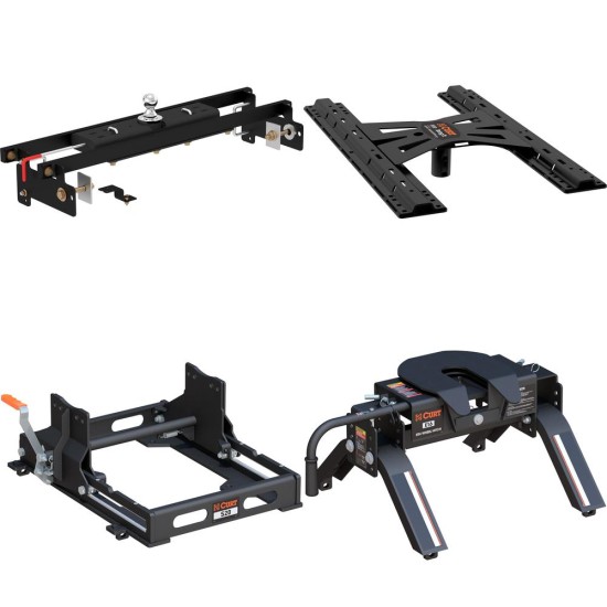 60711 - Double Lock Gooseneck Hitch Kit with Brackets, Select Silverado, Sierra 1500 Curt E16 5th Wheel Hitch for Chevy Silverado 1500, 16K capacity