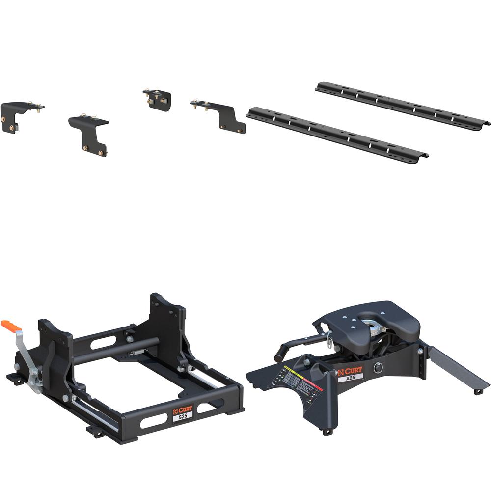 16468 - Custom 5th Wheel Brackets, Select Toyota Tundra, 6.5' Bed (No Extended Crew Cab) Curt A25 Sliding 5th Wheel Hitch 25K for 2007-2021 Toyota Tundra