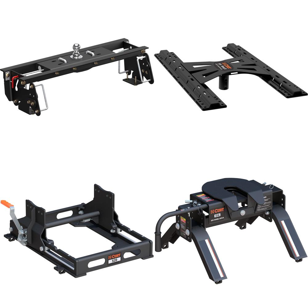 60682 - Double Lock EZr Gooseneck Hitch Kit with Brackets, Select Dodge, Ram 2500, 3500 Curt E16 5th Wheel Hitch for Dodge Ram Short Beds, 16K Capacity