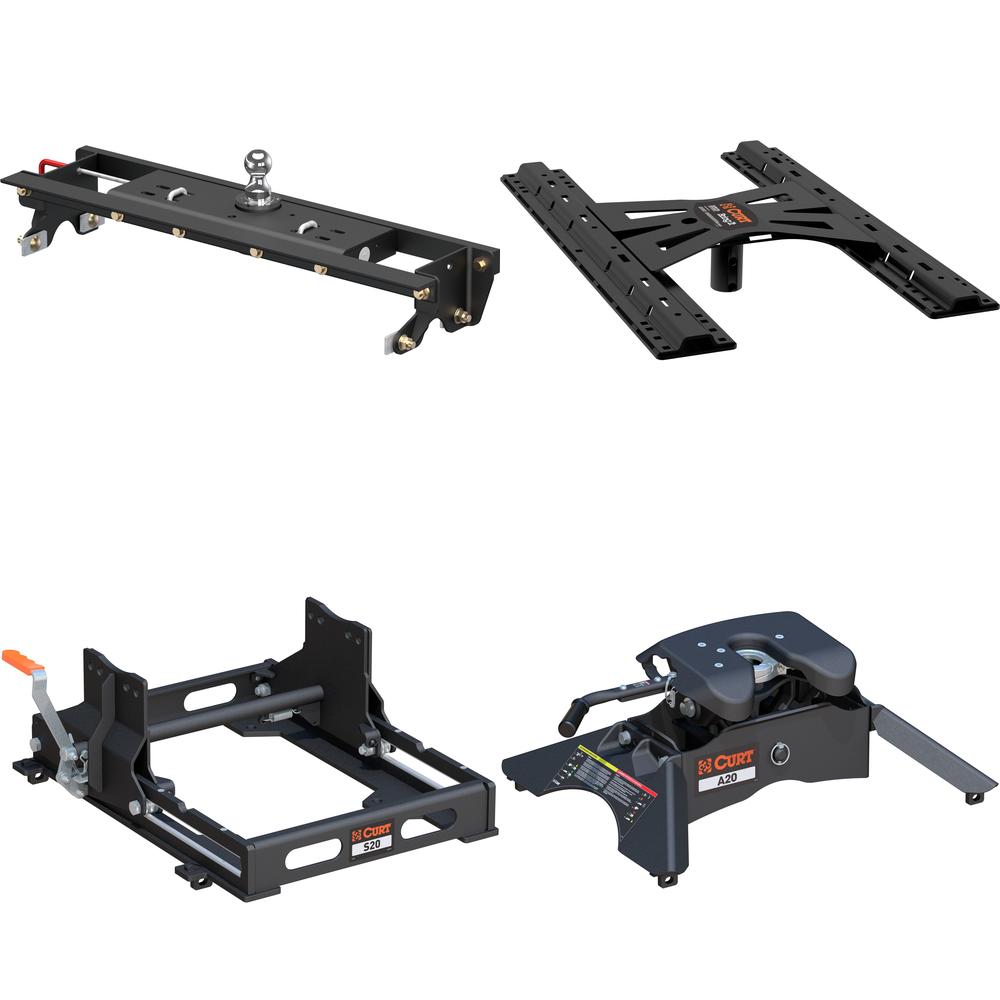 60724 - Double Lock Gooseneck Hitch Kit with Brackets, Select Ford F-150 Curt A20 5th wheel hitch for 2015-2020 Ford F150 short bed, 20K towing capacity