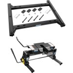30154 - Rail Kit Mounting Adapter for Attaching Standard Fifth Wheel Hitches Reese trailer hitch system with dual jaw and square slider for Ram trucks.