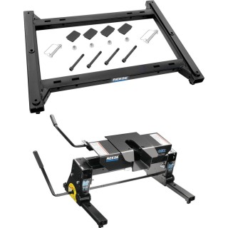 30154 - Rail Kit Mounting Adapter for Attaching Standard Fifth Wheel Hitches Reese trailer hitch system with dual jaw and square slider for Ram trucks.