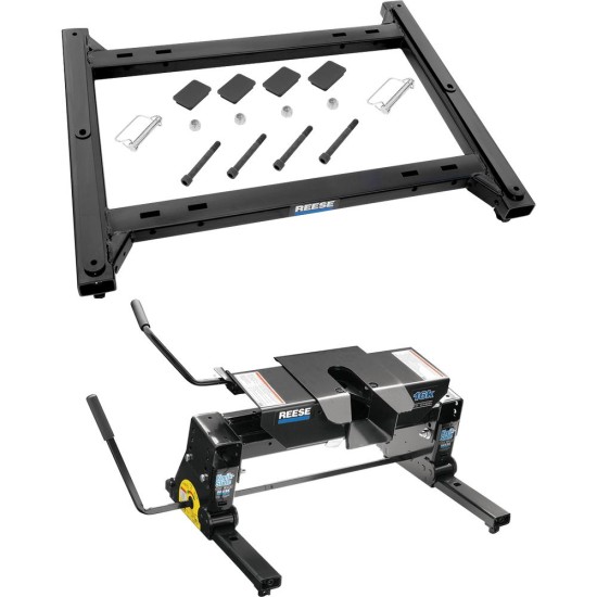 30154 - Rail Kit Mounting Adapter for Attaching Standard Fifth Wheel Hitches Reese trailer hitch system with dual jaw and square slider for Ram trucks.
