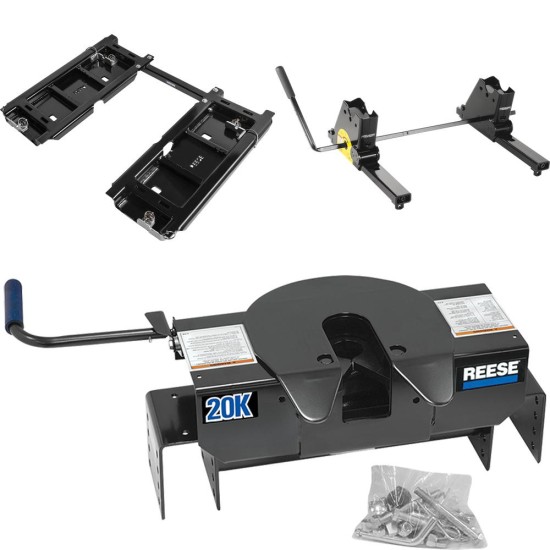 30899 - Rail Kit Mounting Adapter for Attaching Standard Fifth Wheel Hitches (For Use with GM OEM Under-Bed Rail Kits) Reese 20K Fifth Wheel Trailer Hitch with Square Slider for Trucks