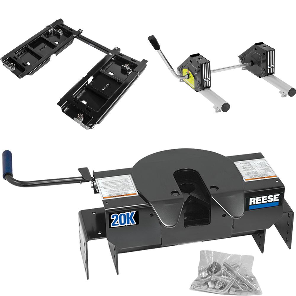 30899 - Rail Kit Mounting Adapter for Attaching Standard Fifth Wheel Hitches (For Use with GM OEM Under-Bed Rail Kits) Reese fifth wheel hitch with dual jaw and round slider for trucks