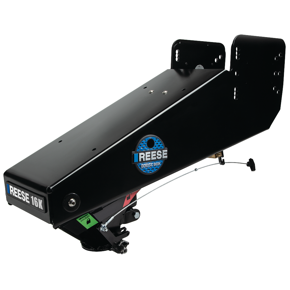 94716-TJ Reese Reese Goose Box™ 5th Fifth Wheel Hitch Pin Box Air Ride 16000 lbs. Capacity Fits Lippert (1621 1716 0719) Fabex PB 600 Series Reese Goose Box™ 5th Fifth Wheel Hitch Pin Box, Air Ride, 16,000 lbs. Capacity, Fits Lippert (1621, 1716, 0719), Fabex PB 600 Series
