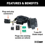 56518 - Custom Wiring Harness, 7-Way RV Blade Output (Plug & Play), Select Honda Pilot Curt Spectrum Electric Trailer Brake Control with 7-Way Kit for Honda Pilot