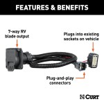 56518 - Custom Wiring Harness, 7-Way RV Blade Output (Plug & Play), Select Honda Pilot Curt Spectrum Electric Trailer Brake Control with 7-Way Kit for Honda Pilot