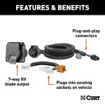 56518 - Custom Wiring Harness, 7-Way RV Blade Output (Plug & Play), Select Honda Pilot Curt Spectrum Electric Trailer Brake Control with 7-Way Kit for Honda Pilot