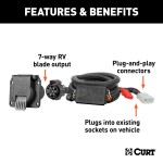 56518 - Custom Wiring Harness, 7-Way RV Blade Output (Plug & Play), Select Honda Pilot Curt Spectrum Electric Trailer Brake Control with 7-Way Kit for Honda Pilot