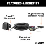 56518 - Custom Wiring Harness, 7-Way RV Blade Output (Plug & Play), Select Honda Pilot Curt Spectrum Electric Trailer Brake Control with 7-Way Kit for Honda Pilot