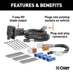 56518 - Custom Wiring Harness, 7-Way RV Blade Output (Plug & Play), Select Honda Pilot Curt Spectrum Electric Trailer Brake Control with 7-Way Kit for Honda Pilot
