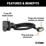 56518 - Custom Wiring Harness, 7-Way RV Blade Output (Plug & Play), Select Honda Pilot Curt Spectrum Electric Trailer Brake Control with 7-Way Kit for Honda Pilot