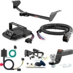For 2015-2021 Kia Sedona Tow Package Camp n' Field Trailer Hitch + Brake Controller Curt Assure 51160 Proportional Up To 4 Axles + 7 Way Trailer Wiring Plug & 2-5/16" ball 4 inch drop Fits All Models Curt 13115 2 inch Tow Receiver