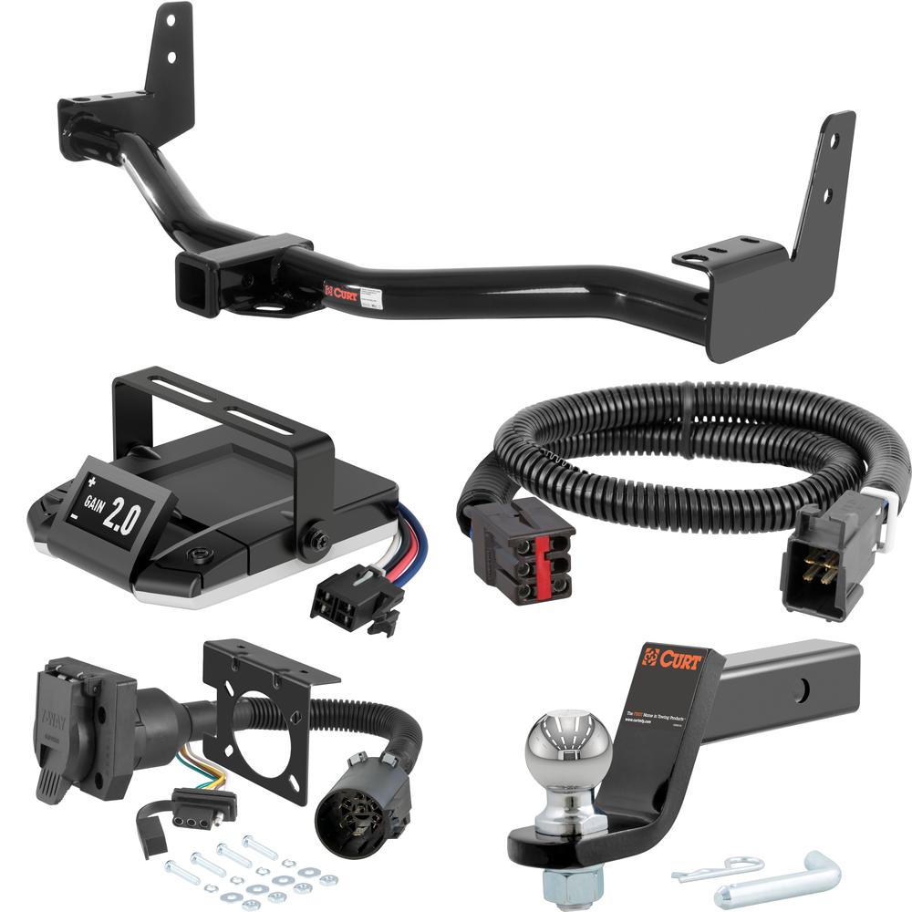 For 1999-2002 Lincoln Navigator Tow Package Camp n' Field Trailer Hitch + Brake Controller Curt Assure 51160 Proportional Up To 4 Axles + 7 Way Trailer Wiring Plug & 2-5/16" ball 4 inch drop Fits Models w/ Existing USCAR 7-way Curt 13125 2 inch T