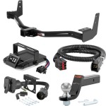For 1999-2002 Lincoln Navigator Tow Package Camp n' Field Trailer Hitch + Brake Controller Curt Assure 51160 Proportional Up To 4 Axles + 7 Way Trailer Wiring Plug & 2-5/16" ball 4 inch drop Fits Models w/ Existing USCAR 7-way Curt 13125 2 inch T