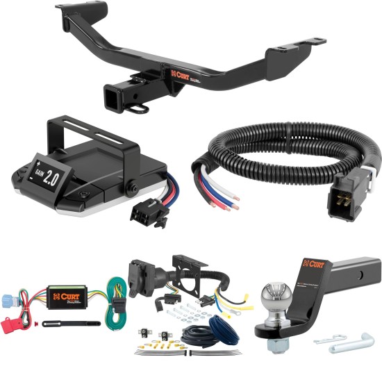 For 2013-2018 Acura RDX Tow Package Camp n' Field Trailer Hitch + Brake Controller Curt Assure 51160 Proportional Up To 4 Axles + 7 Way Trailer Wiring Plug & 2-5/16" ball 4 inch drop Fits All Models Curt 13130 2 inch Tow Receiver