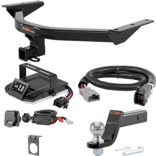 For 2016-2022 Honda Pilot Tow Package Camp n' Field Trailer Hitch + Brake Controller Curt Assure 51160 Proportional Up To 4 Axles + 7 Way Trailer Wiring Plug & 2-5/16" ball 4 inch drop Fits All Models Curt 13146 2 inch Tow Receiver
