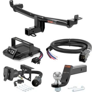 For 2015-2018 Audi Q3 Tow Package Camp n' Field Trailer Hitch + Brake Controller Curt Assure 51160 Proportional Up To 4 Axles + 7 Way Trailer Wiring Plug & 2-5/16" ball 4 inch drop Fits Models w/ Existing USCAR 7-way Curt 13238 2 inch Tow Receive
