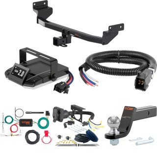 For 2017-2018 Kia Niro Tow Package Camp n' Field Trailer Hitch + Brake Controller Curt Assure 51160 Proportional Up To 4 Axles + 7 Way Trailer Wiring Plug & 2-5/16" ball 4 inch drop Except Plug-In Curt 13329 2 inch Tow Receiver