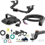 For 2018-2024 Alfa Romeo Stelvio Tow Package Camp n' Field Trailer Hitch + Brake Controller Curt Assure 51160 Proportional Up To 4 Axles + 7 Way Trailer Wiring Plug & 2-5/16" ball 4 inch drop Except Quadrifoglio Curt 13391 2 inch Tow Receiver