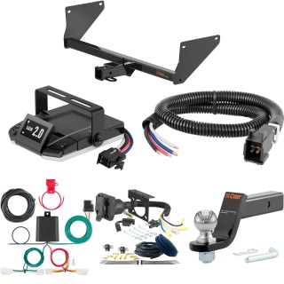 For 2019-2024 Toyota RAV4 Prime Tow Package Camp n' Field Trailer Hitch + Brake Controller Curt Assure 51160 Proportional Up To 4 Axles + 7 Way Trailer Wiring Plug & 2-5/16" ball 4 inch drop Fits All Models Curt 13416 2 inch Tow Receiver