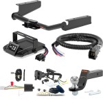 For 2020-2024 Toyota Highlander Tow Package Camp n' Field Trailer Hitch + Brake Controller Curt Assure 51160 Proportional Up To 4 Axles + 7 Way Trailer Wiring Plug & 2-5/16" ball 4 inch drop Except XSE Curt 13460 2 inch Tow Receiver