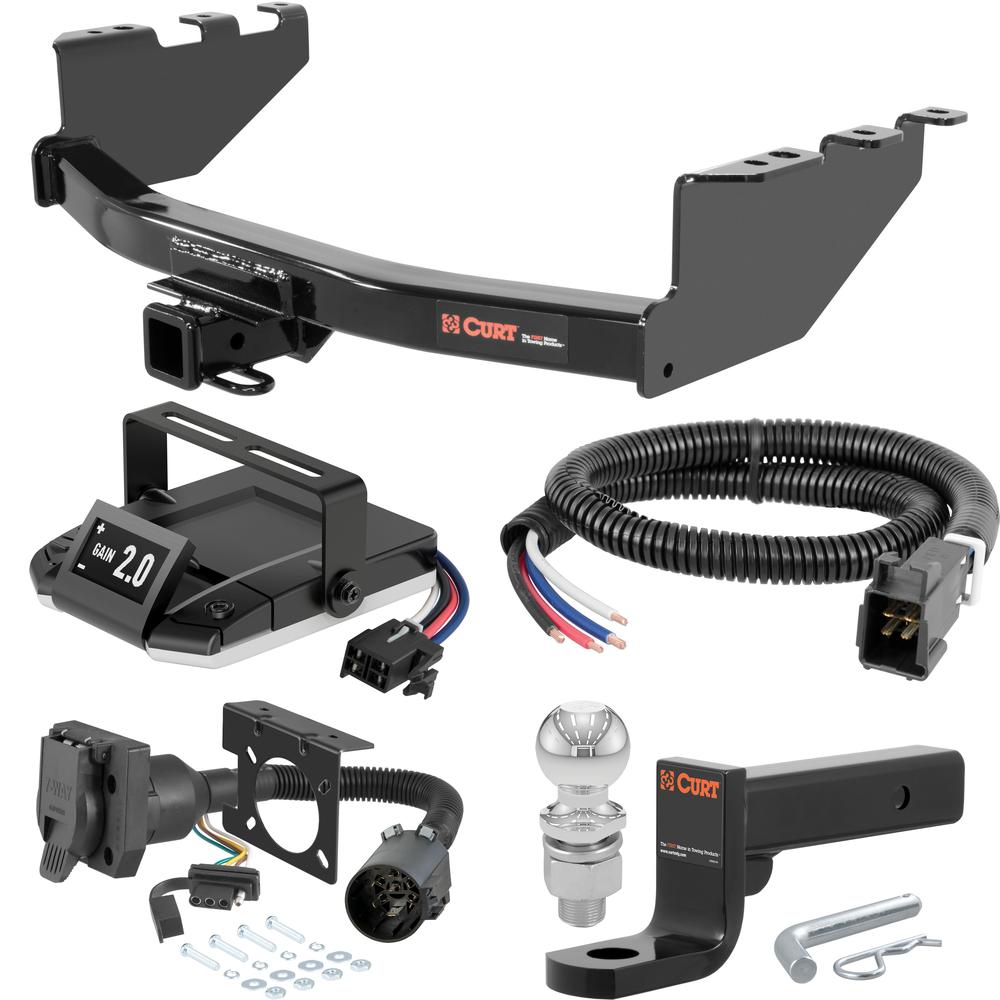 For 2014-2018 GMC Sierra 1500 Tow Package Camp n' Field Trailer Hitch + Brake Controller Curt Assure 51160 Proportional Up To 4 Axles + 7 Way Trailer Wiring Plug & 2-5/16" ball 4 inch drop Fits All Models Curt 14006 2 inch Tow Receiver For 2014-2018 GMC Sierra 1500 Tow Package Camp n' Field Trailer Hitch + Brake Controller Curt Assure 51160 Proportional Up To 4 Axles + 7 Way Trailer Wiring Plug & 2-5/16" ball 4 inch drop Fits All Models Curt 14006 2 inch Tow Receiver