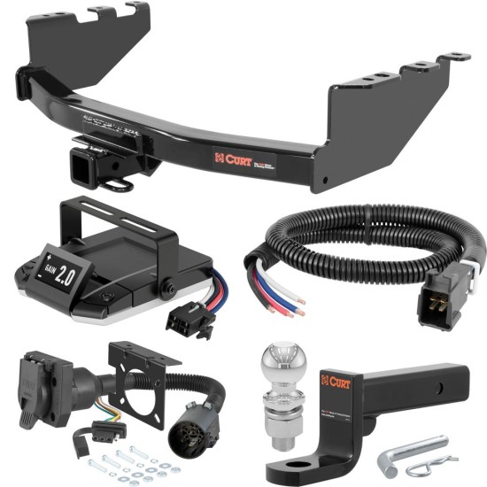 For 2014-2018 GMC Sierra 1500 Tow Package Camp n' Field Trailer Hitch + Brake Controller Curt Assure 51160 Proportional Up To 4 Axles + 7 Way Trailer Wiring Plug & 2-5/16" ball 4 inch drop Fits All Models Curt 14006 2 inch Tow Receiver For 2014-2018 GMC Sierra 1500 Tow Package Camp n' Field Trailer Hitch + Brake Controller Curt Assure 51160 Proportional Up To 4 Axles + 7 Way Trailer Wiring Plug & 2-5/16" ball 4 inch drop Fits All Models Curt 14006 2 inch Tow Receiver