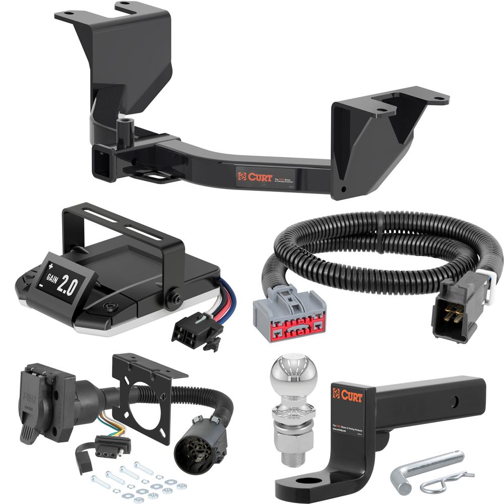 For 2022 Chevy Silverado 1500 LTD Tow Package Camp n' Field Trailer Hitch + Brake Controller Curt Assure 51160 Proportional Up To 4 Axles + 7 Way Trailer Wiring Plug & 2-5/16" ball 4 inch drop Except factory receiver Curt 14019 2 inch Tow Receive
