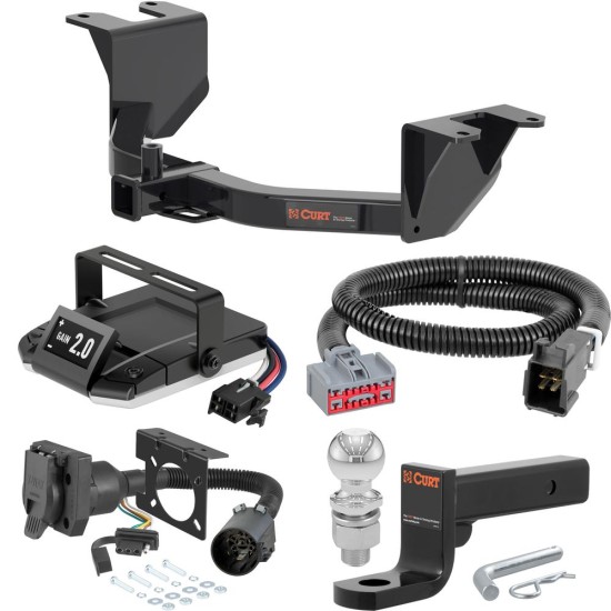For 2022 Chevy Silverado 1500 LTD Tow Package Camp n' Field Trailer Hitch + Brake Controller Curt Assure 51160 Proportional Up To 4 Axles + 7 Way Trailer Wiring Plug & 2-5/16" ball 4 inch drop Except factory receiver Curt 14019 2 inch Tow Receive