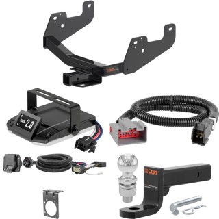 For 2015-2020 Ford F150 Tow Package Camp n' Field Trailer Hitch + Brake Controller Curt Assure 51160 Proportional Up To 4 Axles + 7 Way Trailer Wiring Plug & 2-5/16" ball 4 inch drop Fits w/ Factory Receiver Curt 14021 2 inch Tow Receiver